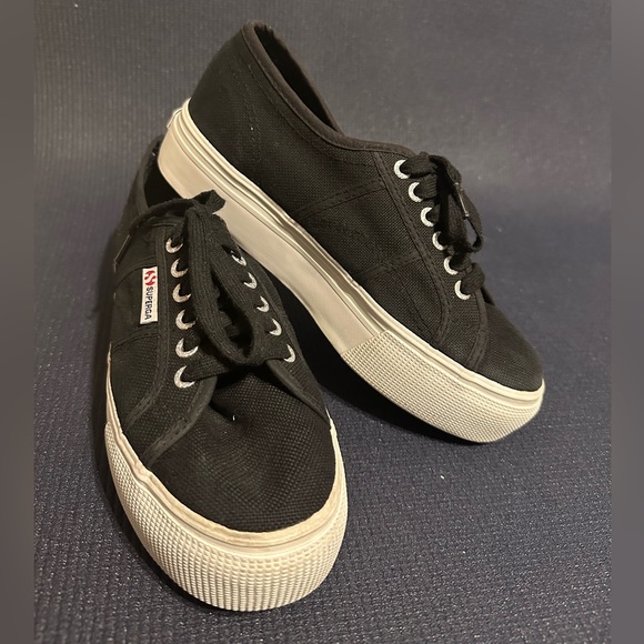 Women’s Superga 2790 Platform Sneakers Black Canvas - Picture 1 of 7